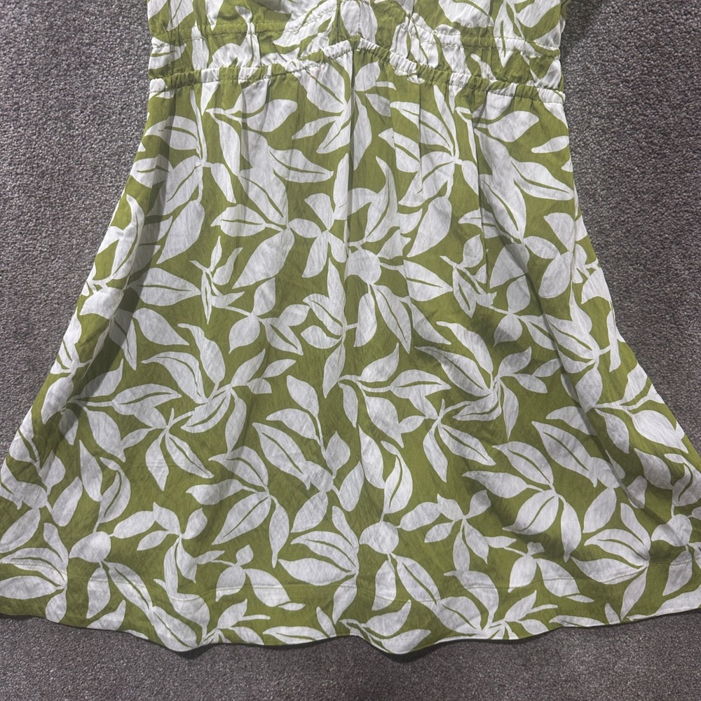 A New Day Mini Dress Women XS Green Floral Leaf Print Flutter Sleeve Sundress - Picture 10 of 12